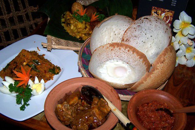 Hoppers and curry from Lakruwana restaurant